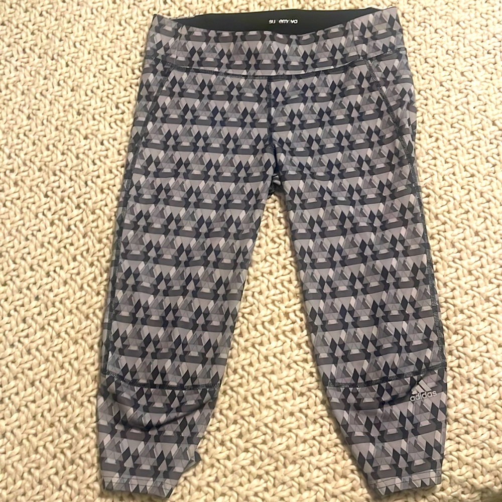 Adidas Supernova Gray Geo Patterned Sport Leggings